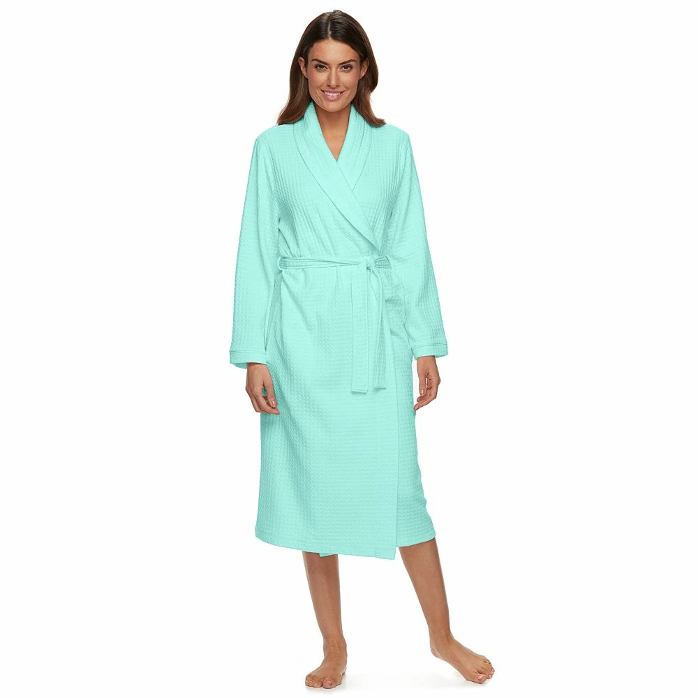 Women's Croft & Barrow® Waffle-Knit Long Shawl-Collar Robe - Image 4