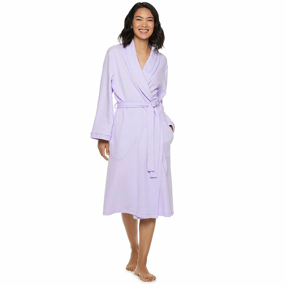 Women's Croft & Barrow® Waffle-Knit Long Shawl-Collar Robe - Image 7