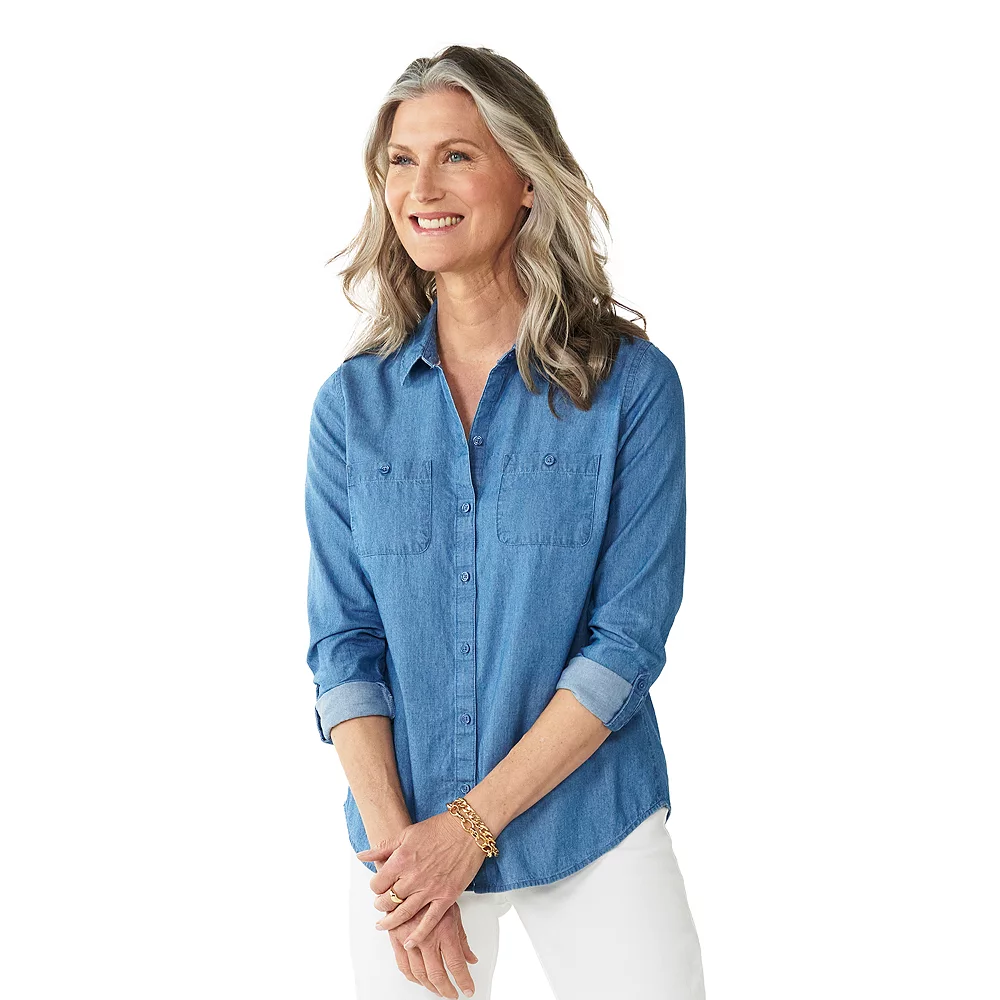 Women's Croft & Barrow® Essential Comfort Stretch Shirt - Image 2