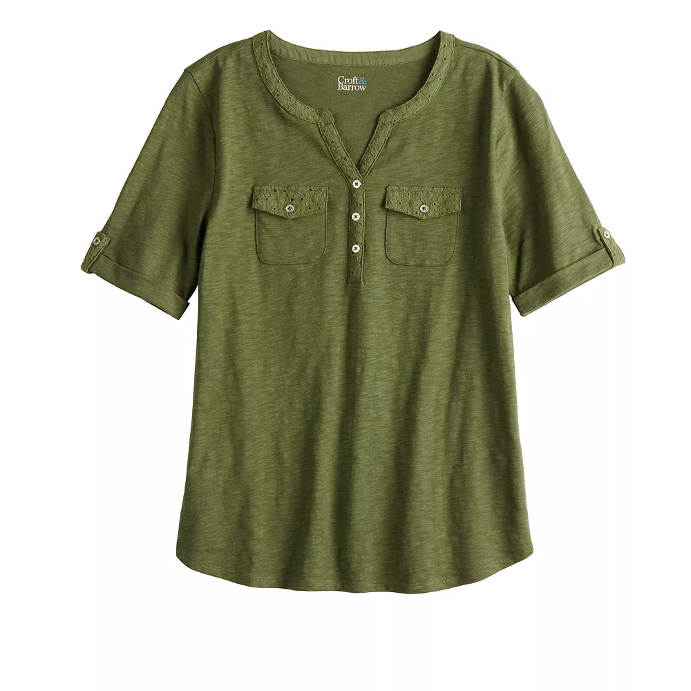 Women's Croft & Barrow® Roll-Tab Utility Henley Top - Image 35