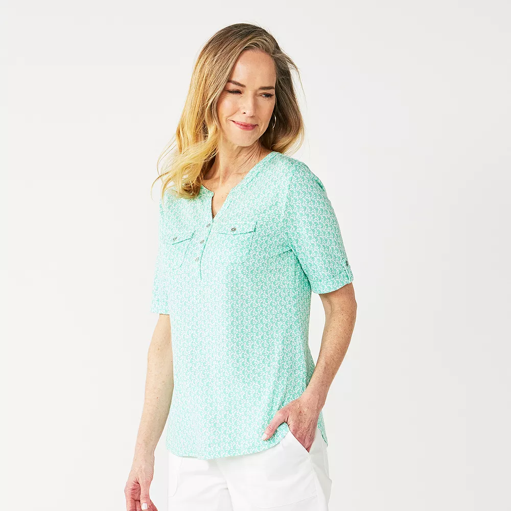 Women's Croft & Barrow® Roll-Tab Utility Henley Top - Image 6