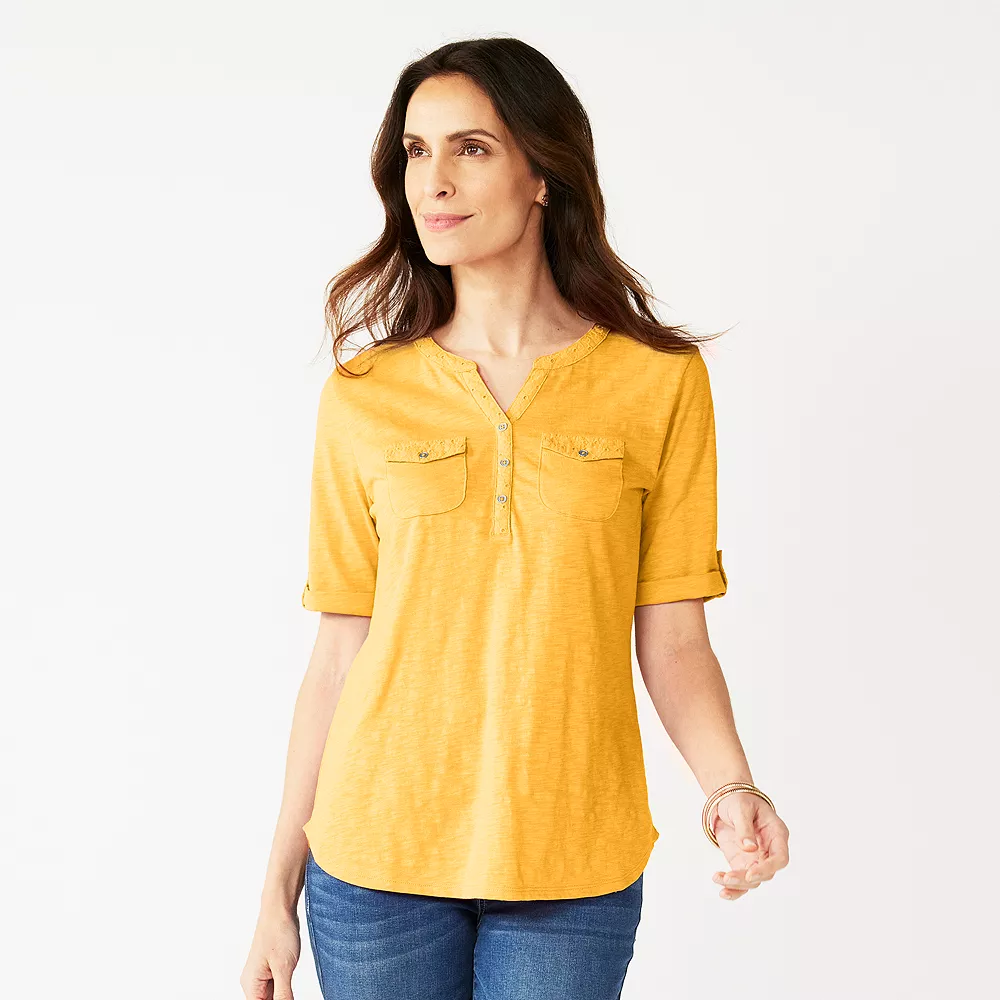Women's Croft & Barrow® Roll-Tab Utility Henley Top - Image 5