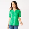 Women's Croft & Barrow® Roll-Tab Utility Henley Top
