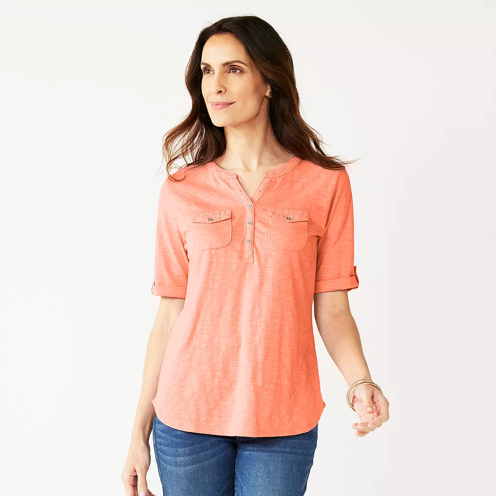 Women's Croft & Barrow® Roll-Tab Utility Henley Top - Image 18