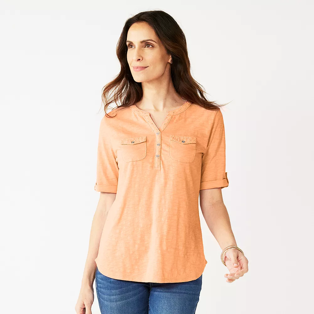 Women's Croft & Barrow® Roll-Tab Utility Henley Top - Image 12