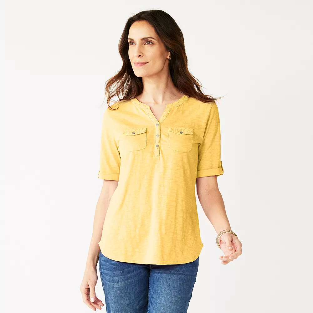Women's Croft & Barrow® Roll-Tab Utility Henley Top - Image 19