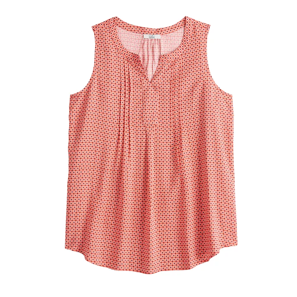 Women's Croft & Barrow® Pintuck Splitneck Sleeveless Top - Image 36