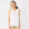 Women's Croft & Barrow® Pintuck Splitneck Sleeveless Top