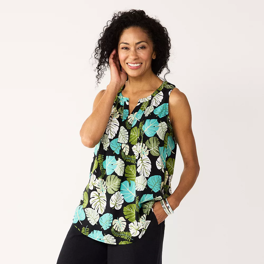 Women's Croft & Barrow® Pintuck Splitneck Sleeveless Top - Image 17