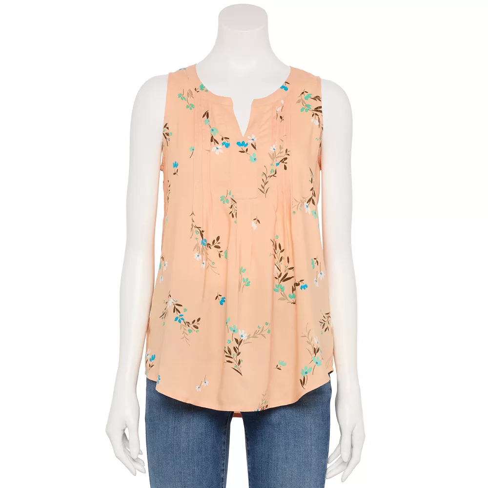 Women's Croft & Barrow® Pintuck Splitneck Sleeveless Top - Image 10