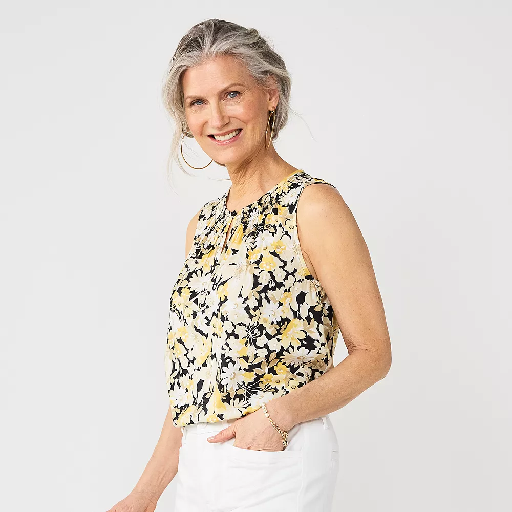 Women's Croft & Barrow® Pintuck Splitneck Sleeveless Top - Image 30