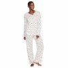 Women's Croft & Barrow® Textured Knit Henley Long Sleeve Pajama Top & Pajama Pants Sleep Set