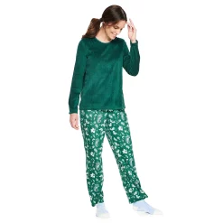 Women's Croft & Barrow® Velour Long Sleeve Pajama Top & Pajama Pants Set