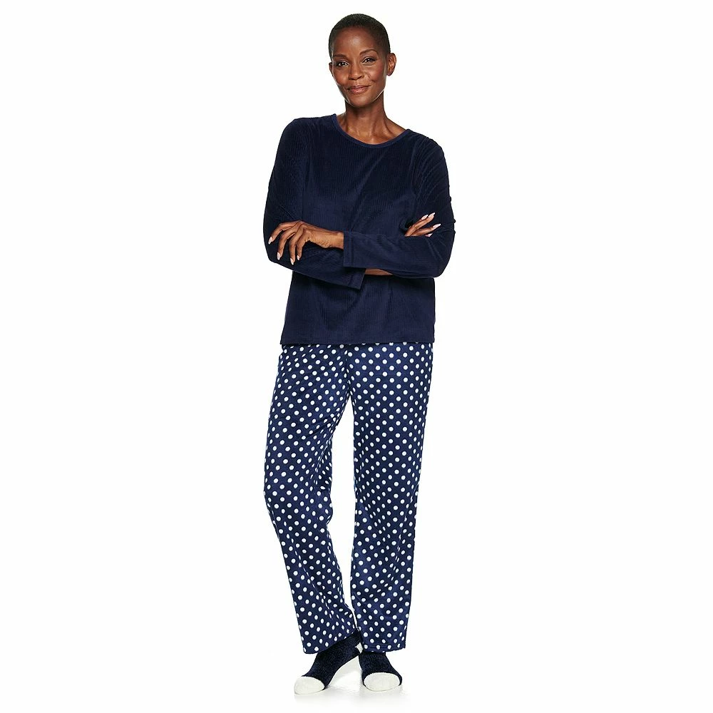 Women's Croft & Barrow® Velour Long Sleeve Pajama Top & Pajama Pants Set - Image 5
