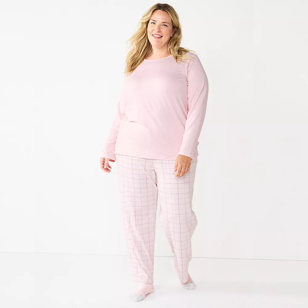 Plus Size Croft & Barrow® Long Sleeve Pajama Top & Pajama Pants Set