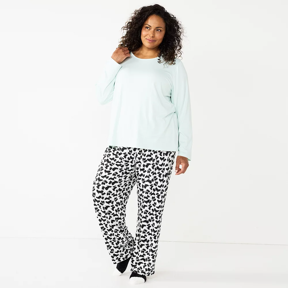 Plus Size Croft & Barrow® Long Sleeve Pajama Top & Pajama Pants Set - Image 2