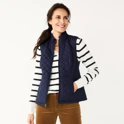 Women's Croft & Barrow® Woven Quilted Vest