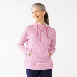 Petite Croft & Barrow® 1/2-Zip Panel Athleisure Hoodie