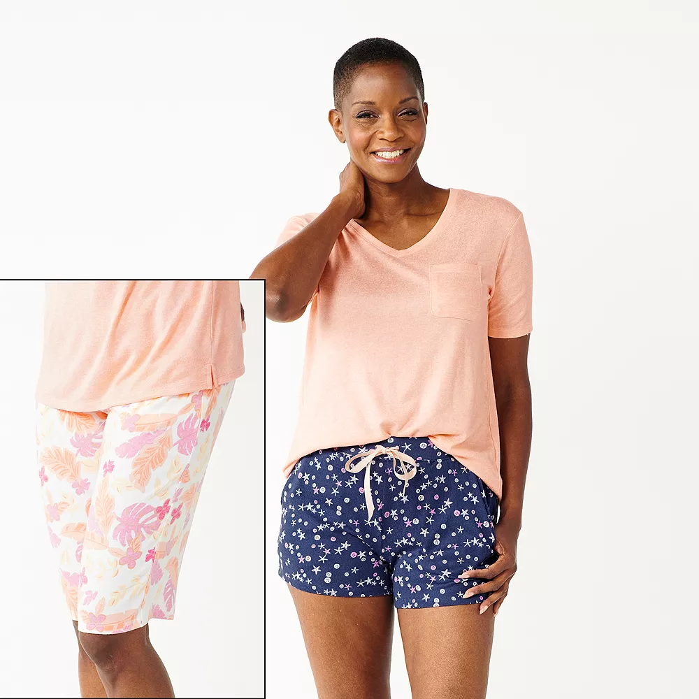 Petite Croft & Barrow® 3-Piece Pajama Top, Pajama Shorts & Pajama Skimmers Sleep Set - Image 3