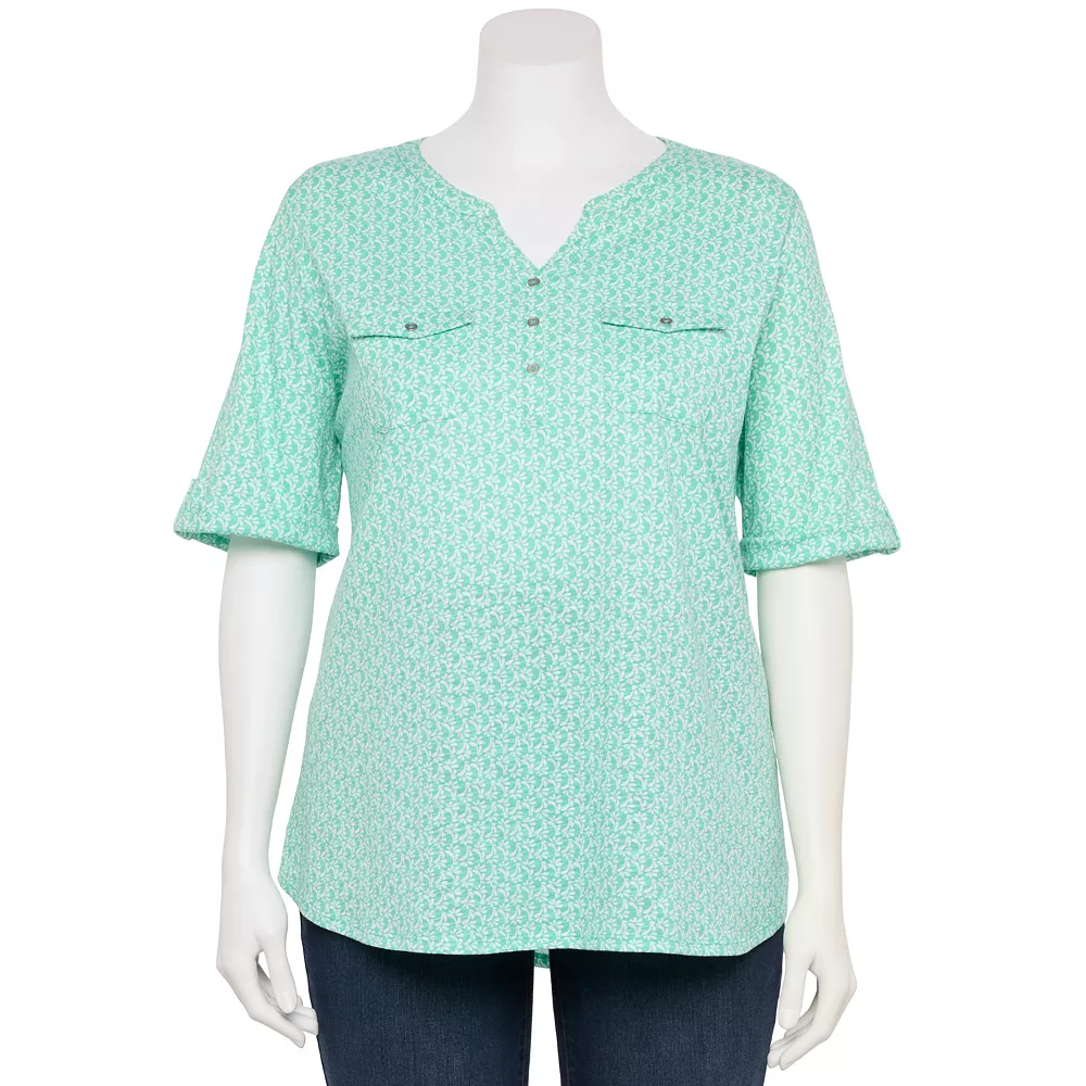 Plus Croft & Barrow Roll-Tab Utility Henley Top - Image 17