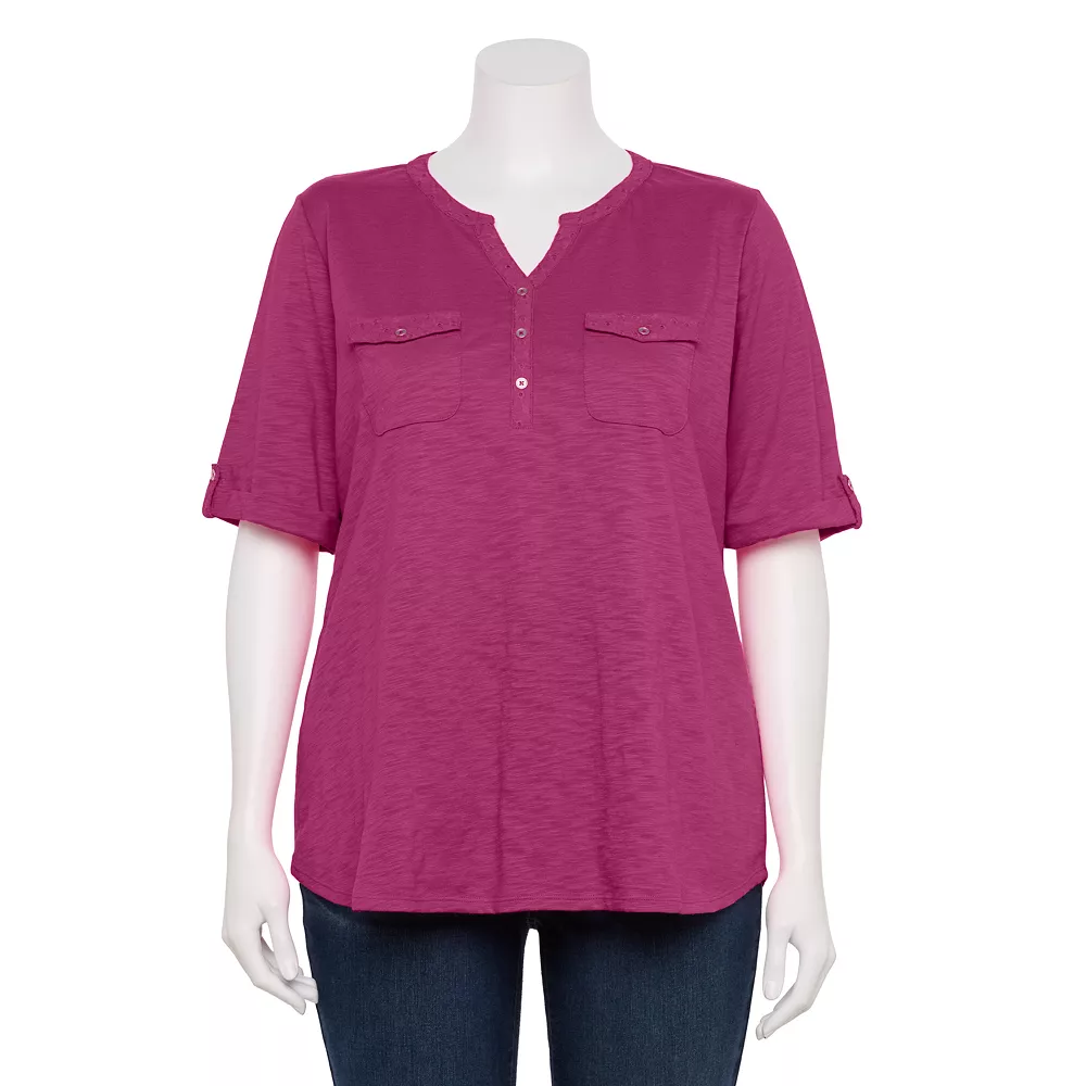 Plus Croft & Barrow Roll-Tab Utility Henley Top - Image 19