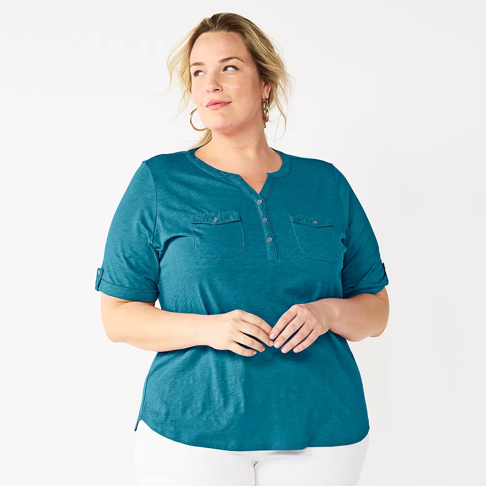 Plus Croft & Barrow Roll-Tab Utility Henley Top - Image 26