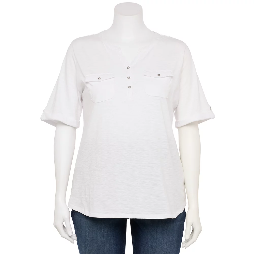 Plus Croft & Barrow Roll-Tab Utility Henley Top - Image 3