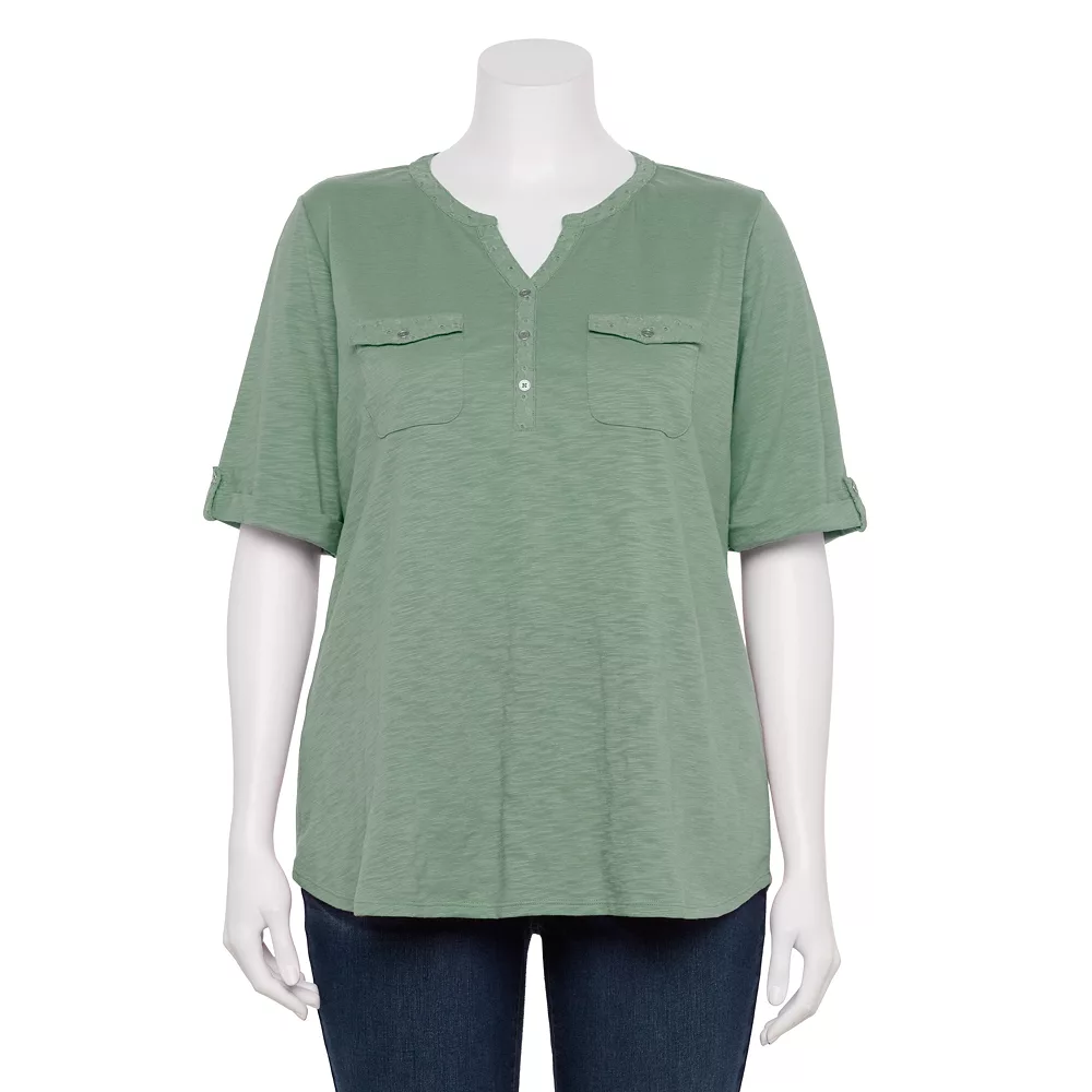 Plus Croft & Barrow Roll-Tab Utility Henley Top - Image 18