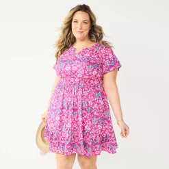 Plus Size Croft & Barrow® Smocked Waist Challis Dress