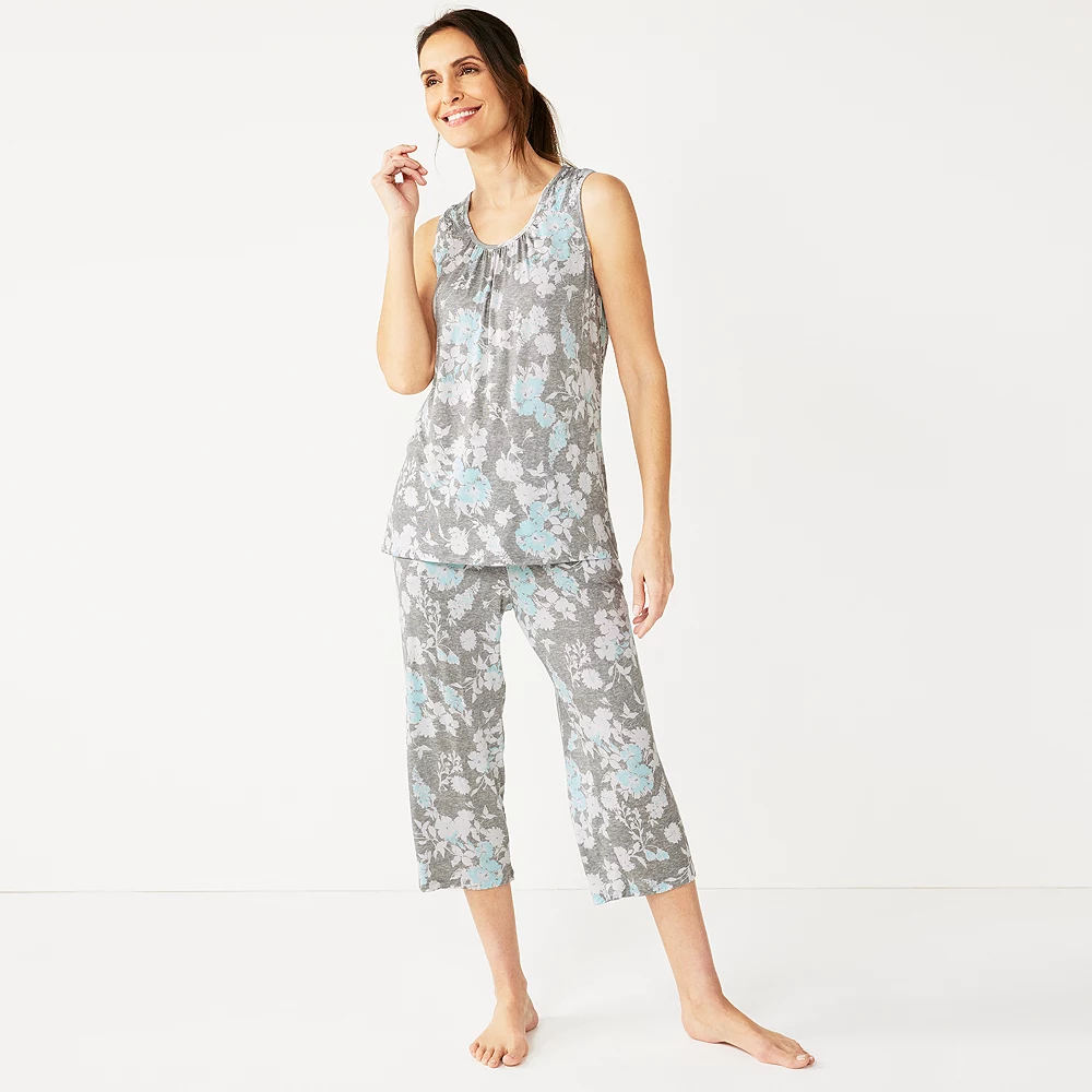 Petite Croft & Barrow® Pajama Tank & Pajama Capri Pants Sleep Set