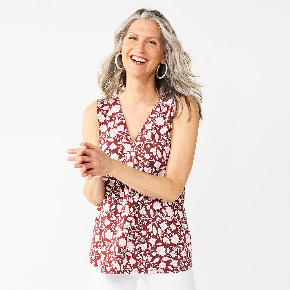 Women's Croft & Barrow® Pleated V-Neck Tank - Image 9