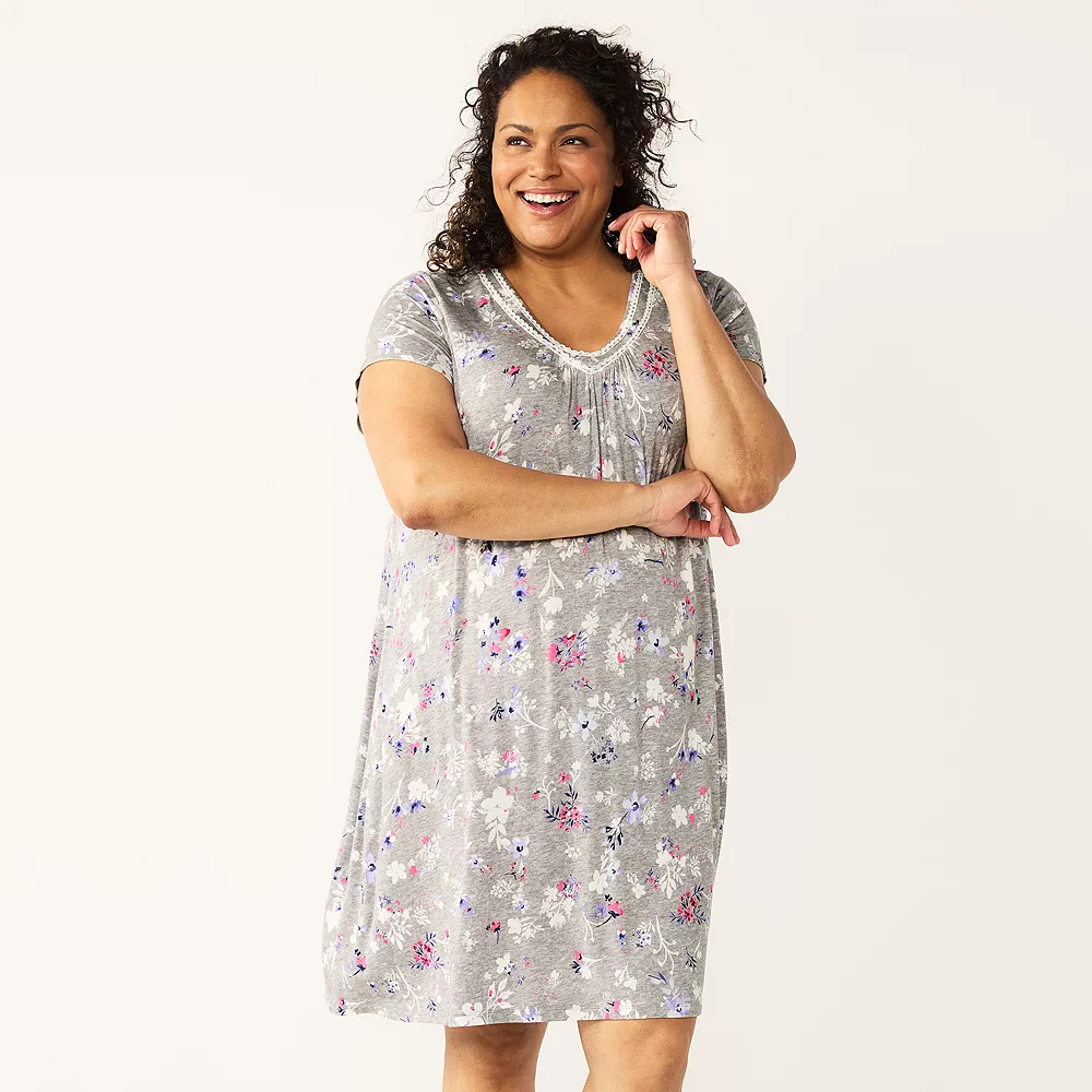 Plus Size Croft & Barrow® Flutter Short Sleeve Nightgown