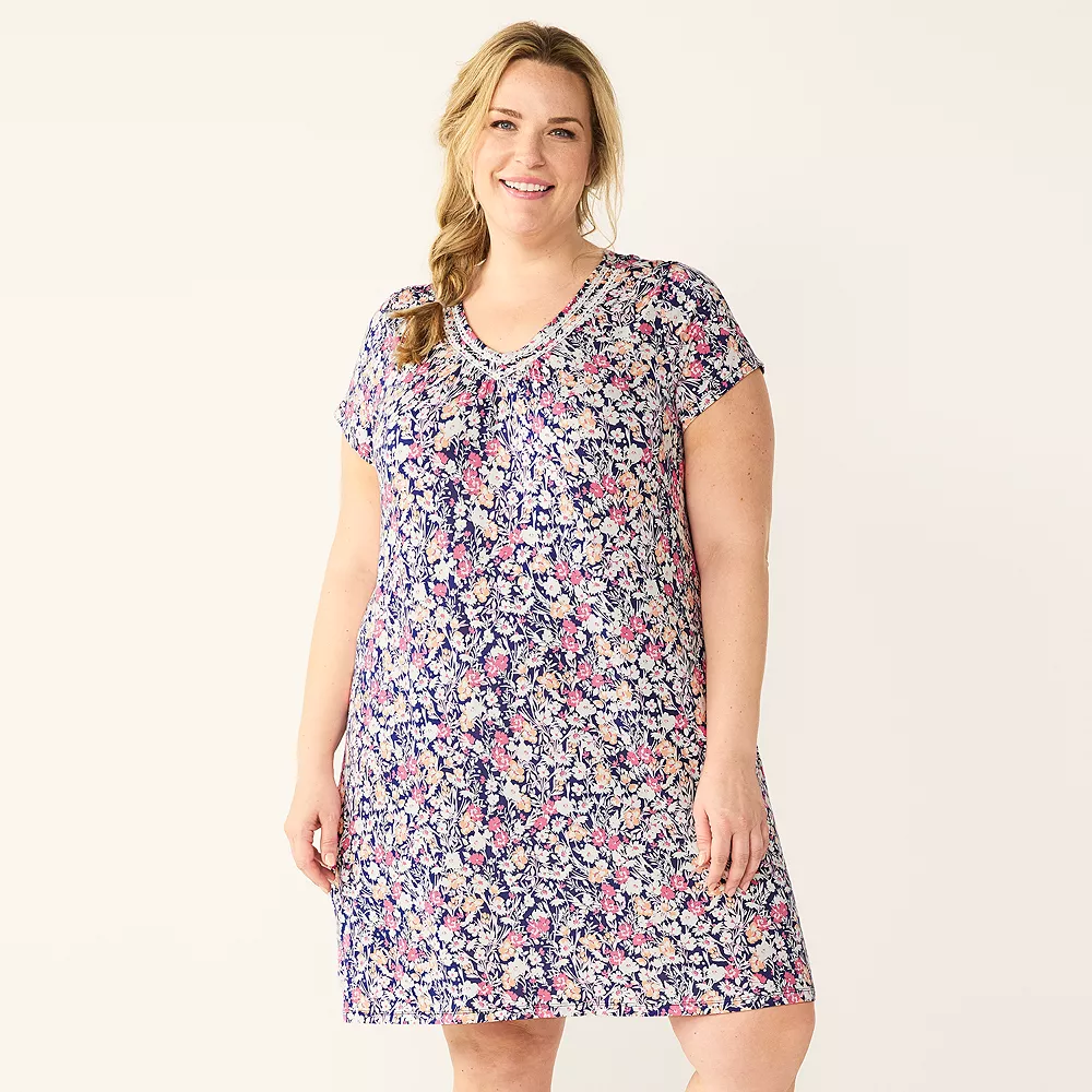 Plus Size Croft & Barrow® Flutter Short Sleeve Nightgown - Image 2