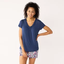 Women's Croft & Barrow® Short Sleeve Pajama Top & Pajama Shorts Sleep Set