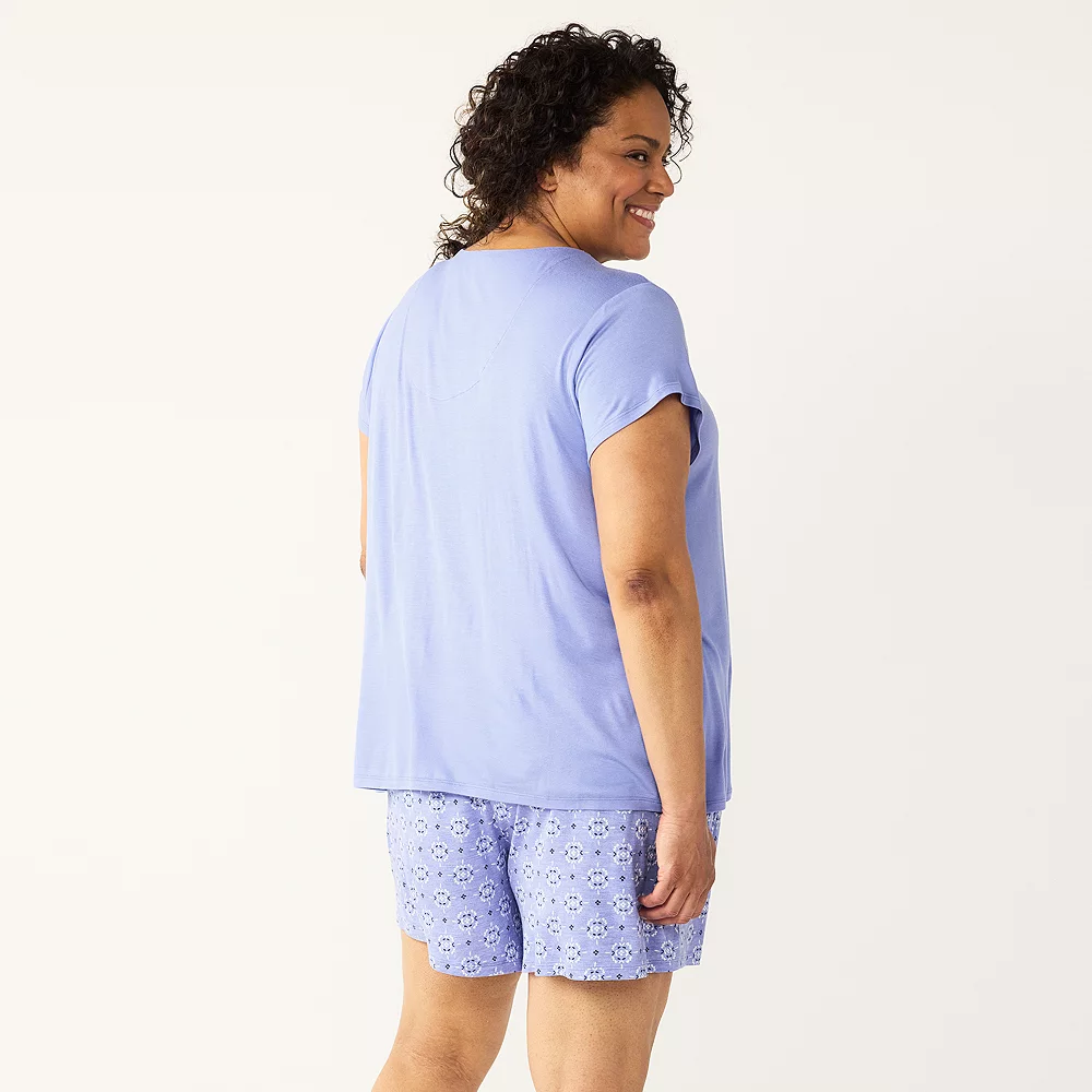 Plus Size Croft & Barrow® Short Sleeve Pajama Top & Pajama Shorts Sleep Set - Image 3