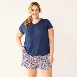 Plus Size Croft & Barrow® Short Sleeve Pajama Top & Pajama Shorts Sleep Set