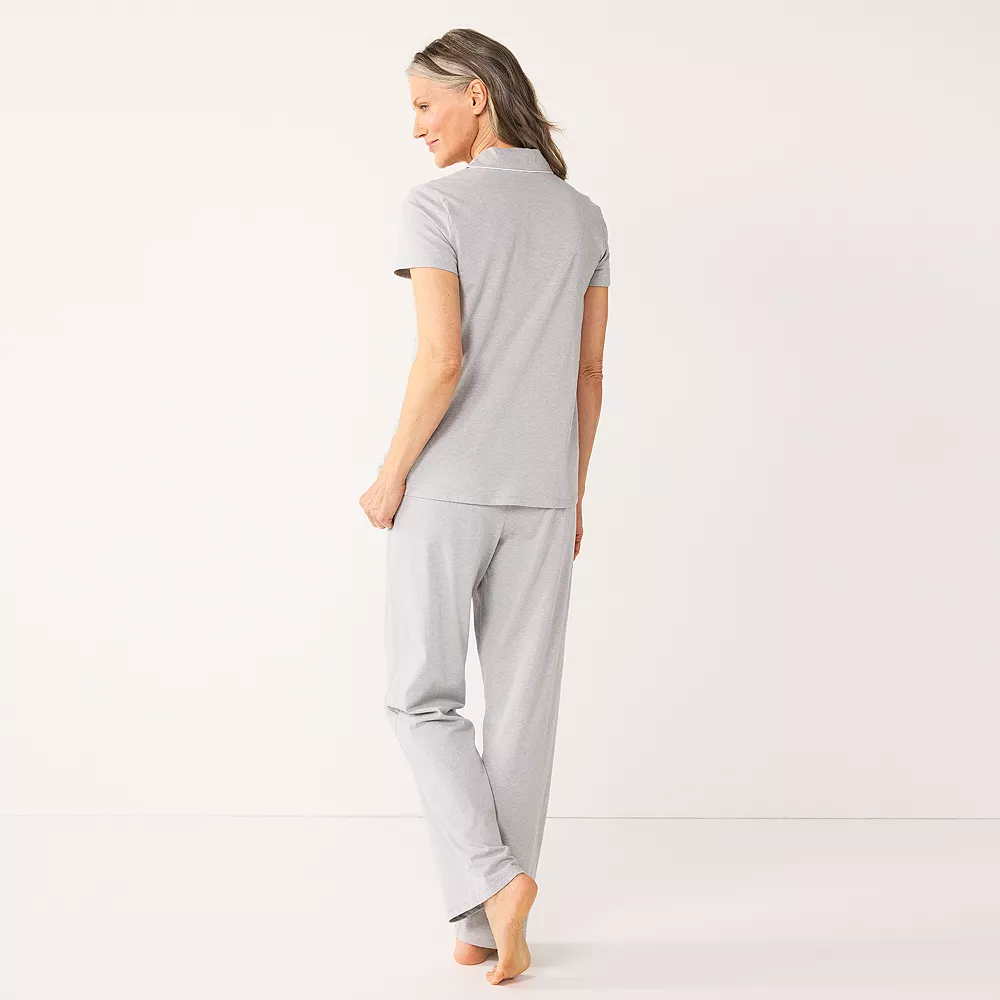 Women's Croft & Barrow® Short Sleeve Pajama Shirt & Pajama Pants Sleep Set - Image 6
