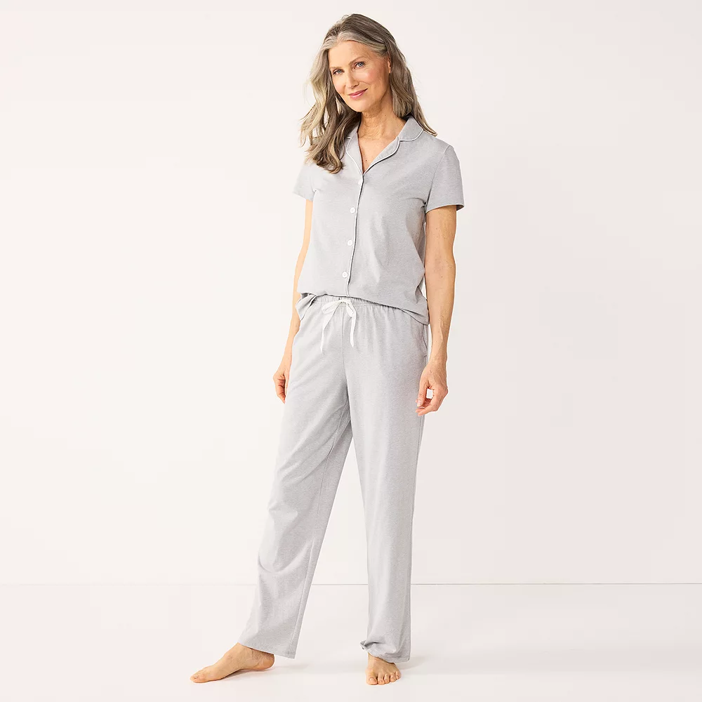 Women's Croft & Barrow® Short Sleeve Pajama Shirt & Pajama Pants Sleep Set - Image 7