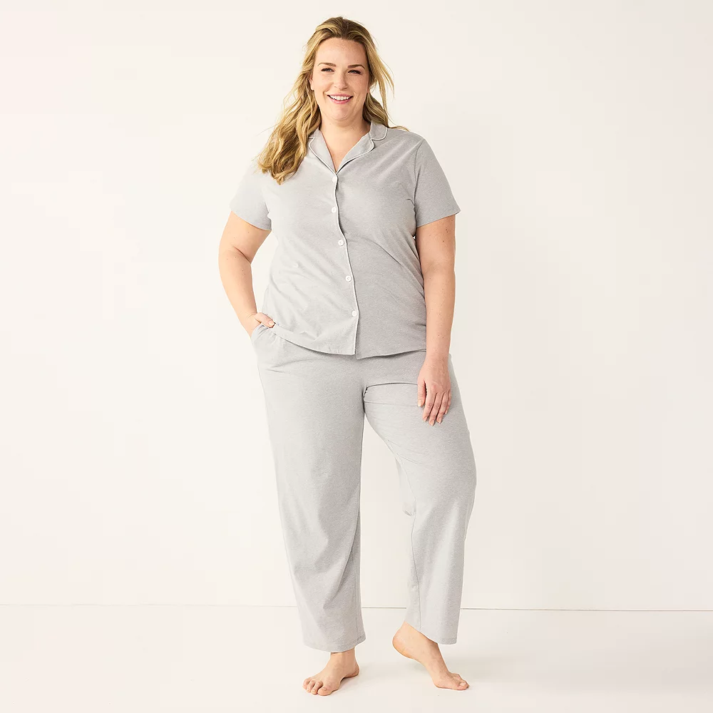Plus Size Croft & Barrow® Short Sleeve Pajama Shirt & Pajama Pants Sleep Set