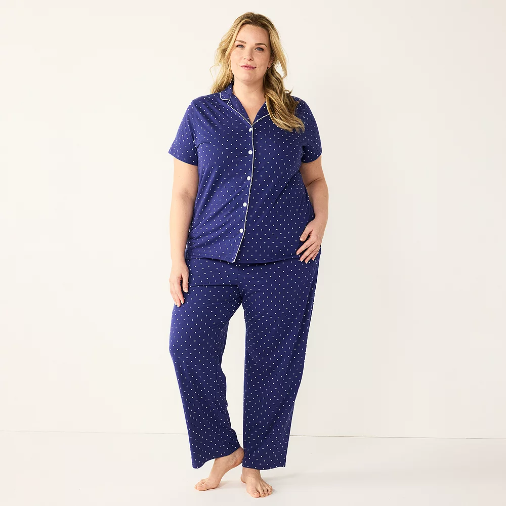 Plus Size Croft & Barrow® Short Sleeve Pajama Shirt & Pajama Pants Sleep Set - Image 3