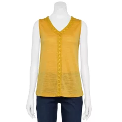 Petite Croft & Barrow® Lace-Trim V-Neck Tank