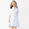 Petite Croft & Barrow® Mixed-Stripe Shirt Dress