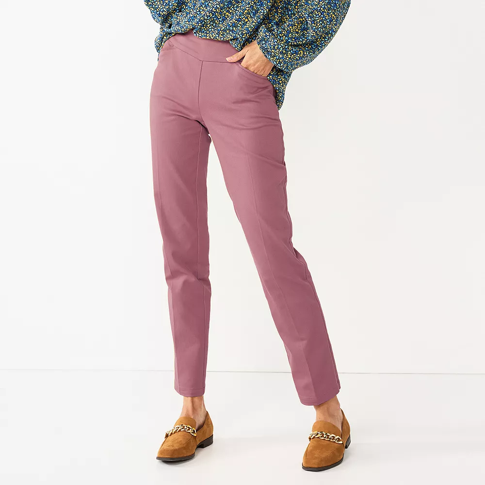 Petite Women's Croft & Barrow® Effortless Stretch Pull-On Straight Pants - Image 2