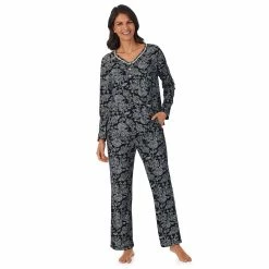 Petite Croft & Barrow® Cozy Long Sleeve Pajama Top & Pajama Pants Sleep Set