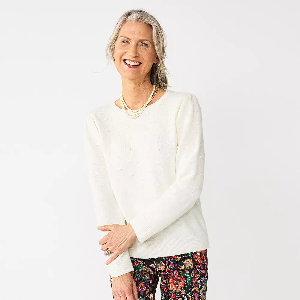 Women's Croft & Barrow® Puff-Sleeve Bobble Sweater