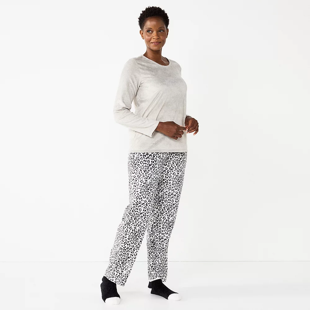 Petite Croft & Barrow® Long Sleeve Pajama Top & Pajama Pants Sleep Set - Image 9