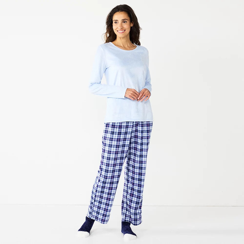 Petite Croft & Barrow® Long Sleeve Pajama Top & Pajama Pants Sleep Set - Image 10