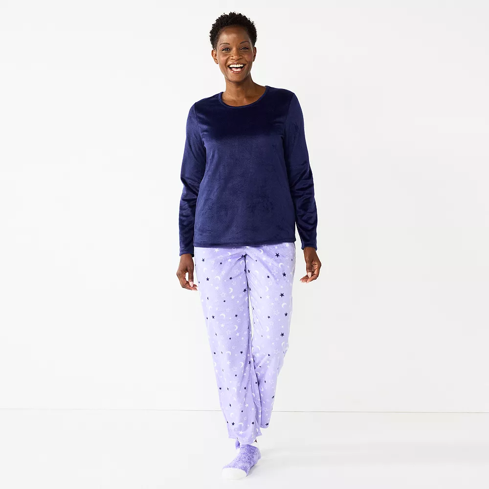 Petite Croft & Barrow® Long Sleeve Pajama Top & Pajama Pants Sleep Set