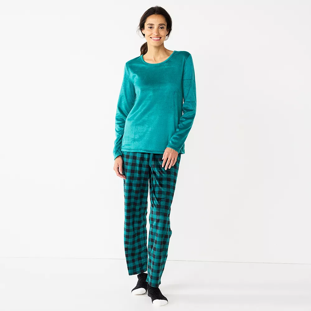 Petite Croft & Barrow® Long Sleeve Pajama Top & Pajama Pants Sleep Set - Image 8