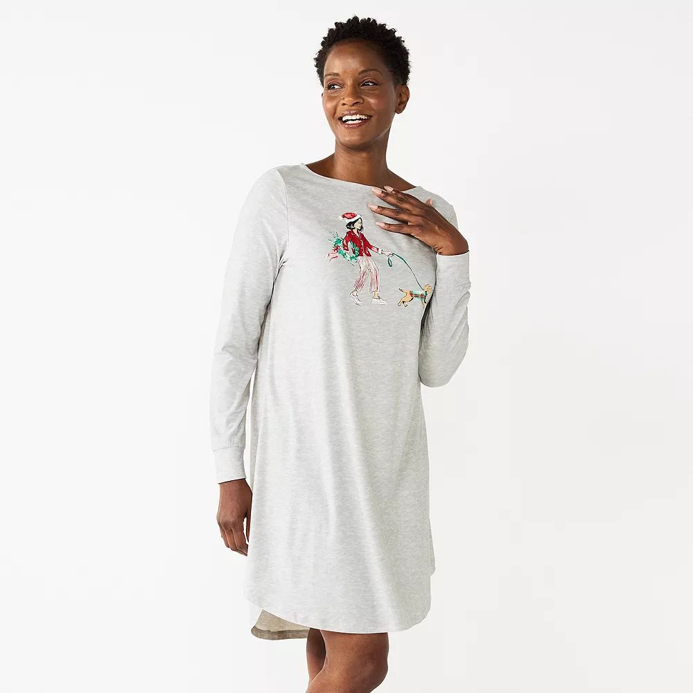 Petite Croft & Barrow® Long Sleeve Cozy Sleepshirt - Image 3